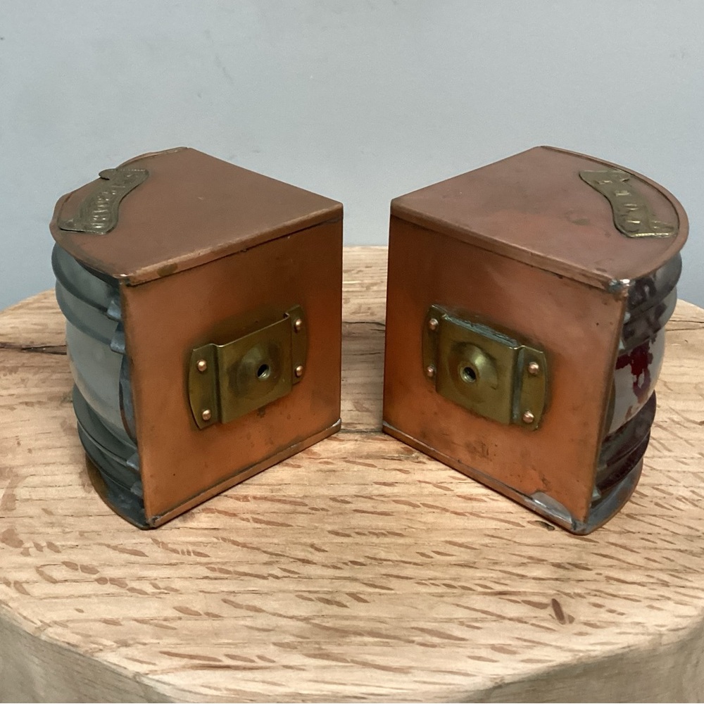 🟠 Vintage - Antique ? Copper Brass & Glass Crafted Nautical Boat Lanterns Rare - Picture 3 of 16